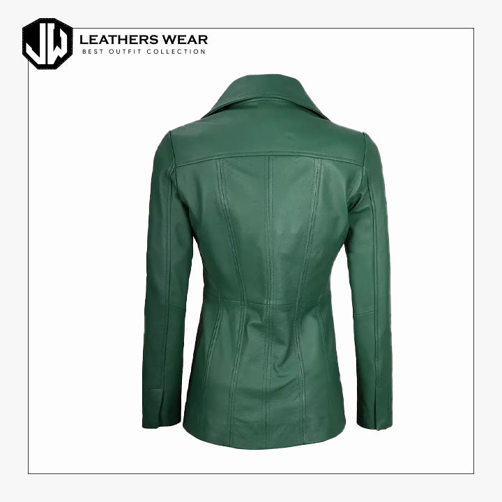 Green Leather Winter Blazer