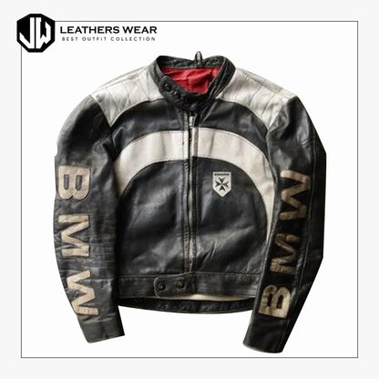 Handmade BMW Vintage Leather Motorcycle Jacket