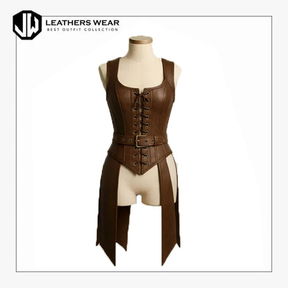Handmade Brown Leather Warrior Corset
