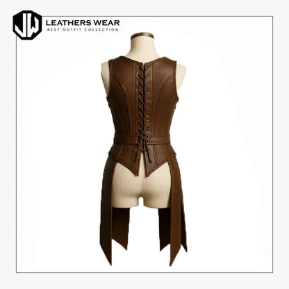 Handmade Brown Leather Warrior Corset