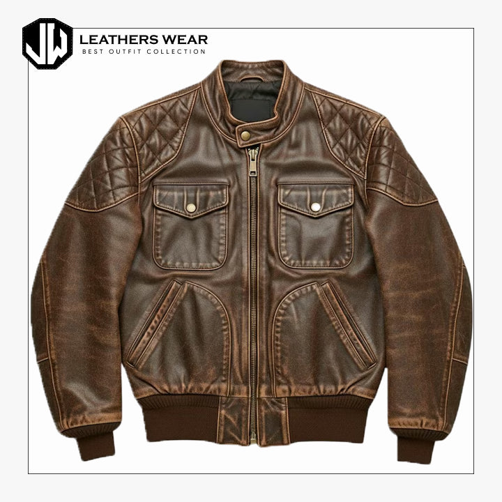 Handmade Distressed Real Leather Bomber Jacket