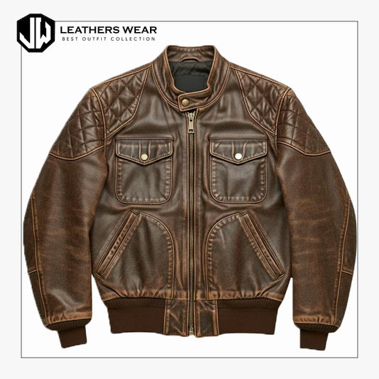 Handmade Distressed Real Leather Bomber Jacket