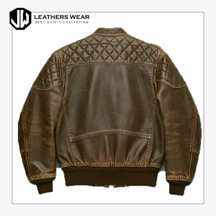 Handmade Distressed Real Leather Bomber Jacket