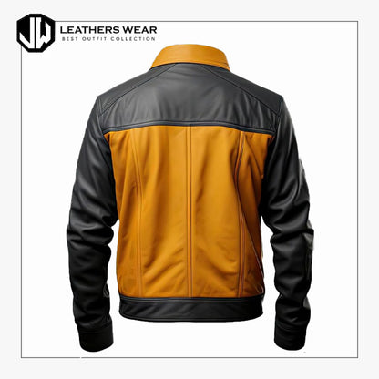 Handmade Two Tone Leather Trucker Jacket