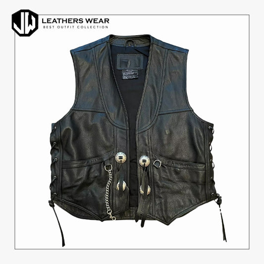 Harley Davidson Black Leather Vest Mens