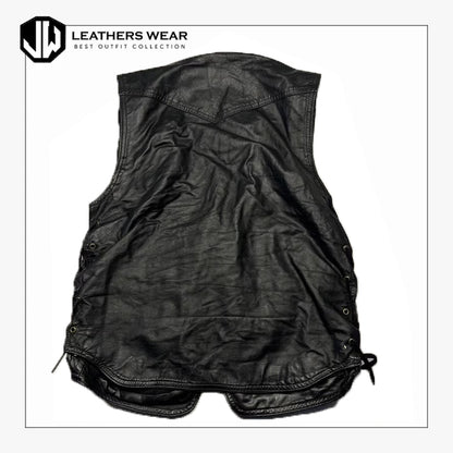 Harley Davidson Leather Vest Black Side Lace