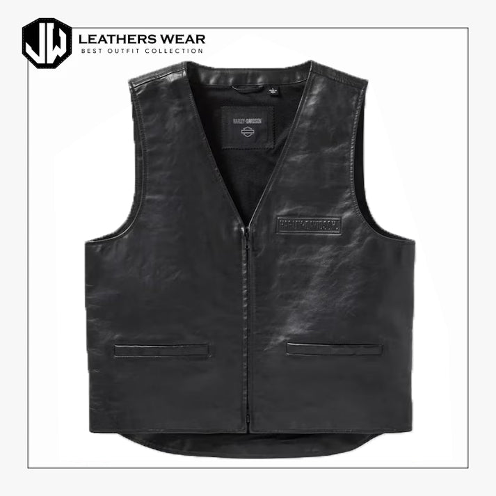 Harley Davidson Mens Black Leather Vest