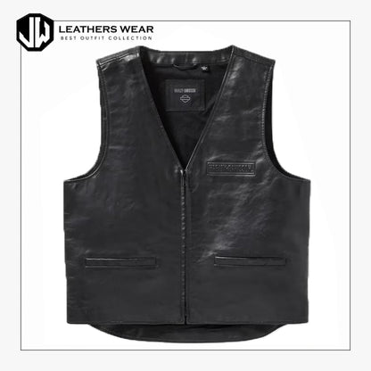 Harley Davidson Mens Black Leather Vest