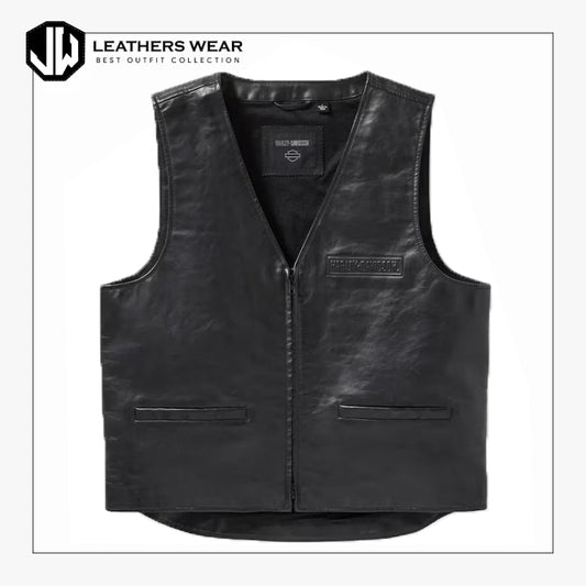 Harley Davidson Mens Black Leather Vest