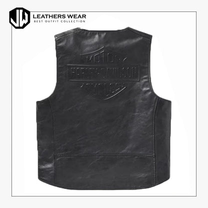 Harley Davidson Mens Black Leather Vest