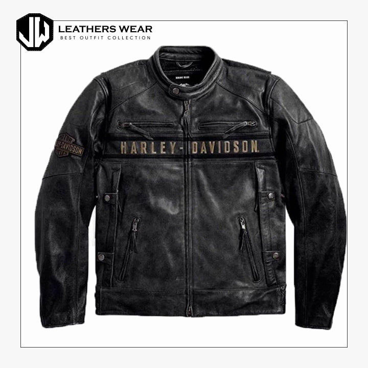 Harley Davidson Mens Passing Link Triple Vent Leather Jacket