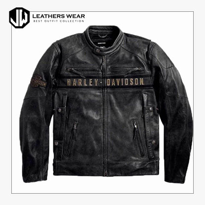 Harley Davidson Mens Passing Link Triple Vent Leather Jacket