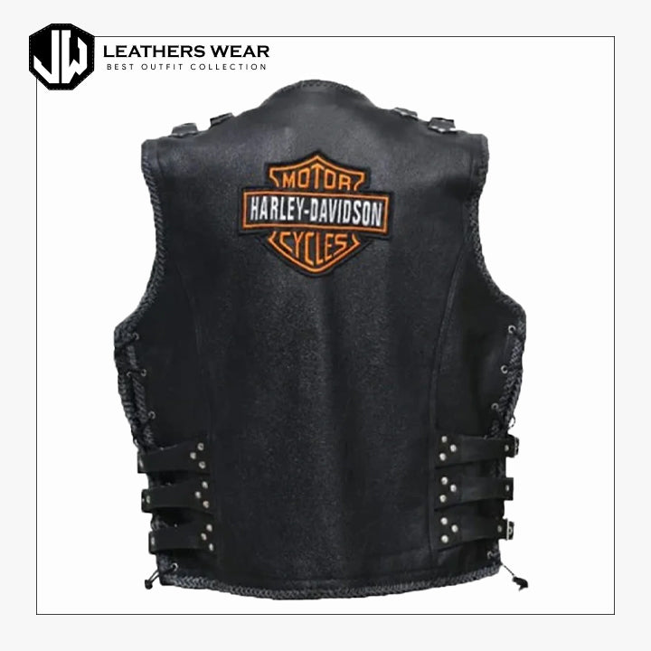 Harley Davidson Mens Piston Ii Leather Vest Leathers Wear