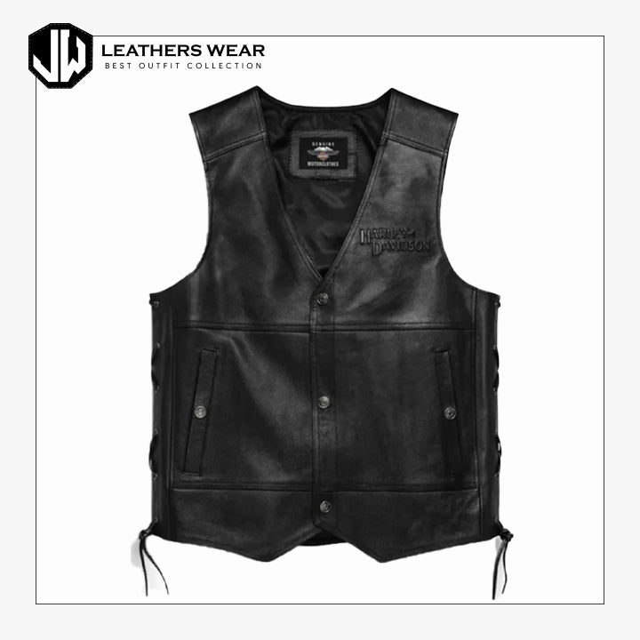 Harley Davidson Mens Tradition II Leather Vest Leathers Wear