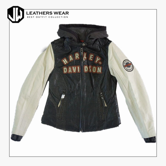 Harley Davidson Womens Leather Jacket Hoodie