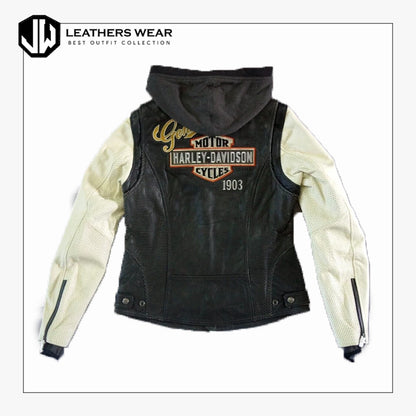 Harley Davidson Womens Leather Jacket Hoodie
