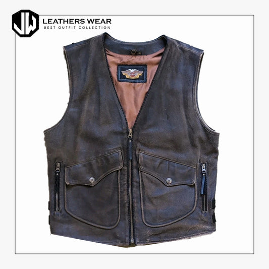Harley Leather Vest Mens