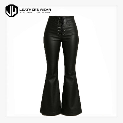 Lace Up Lambskin Leather Pants