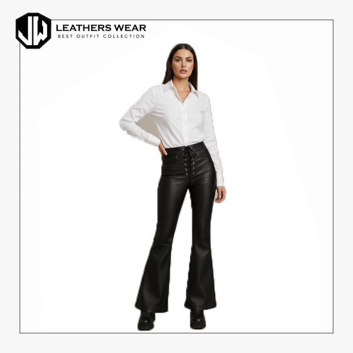 Lace Up Lambskin Leather Pants