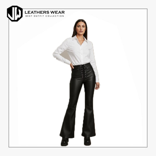 Lace Up Lambskin Leather Pants