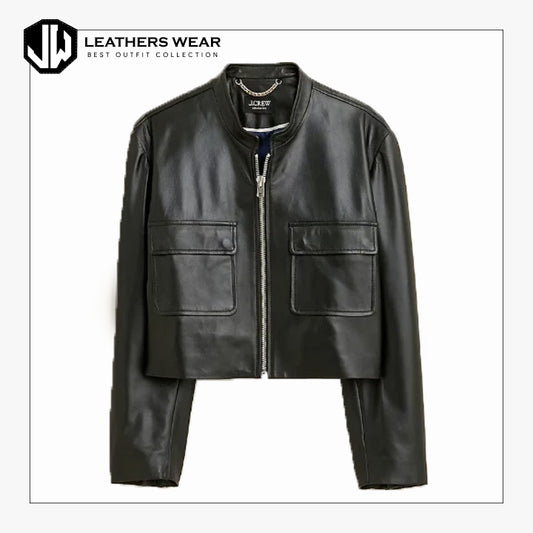 Ladies Black Leather Shirt