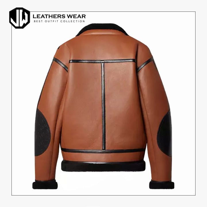 Ladies Brown Aviator Leather Jacket