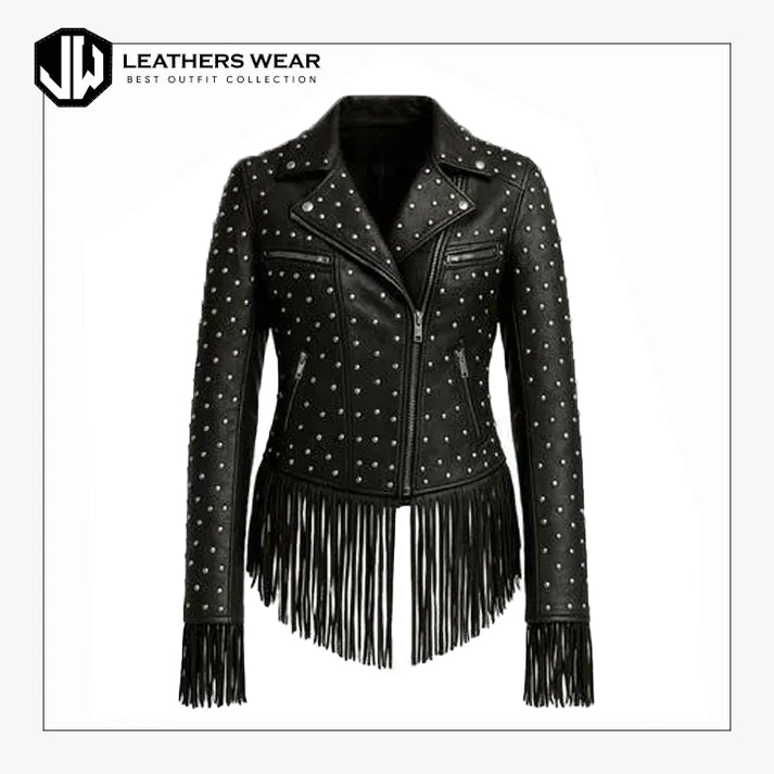 Ladies Studded Leather Jacket