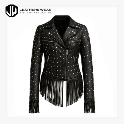 Ladies Studded Leather Jacket