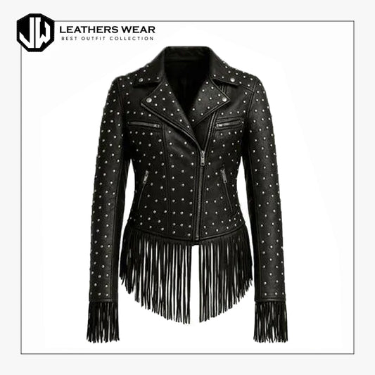 Ladies Studded Leather Jacket