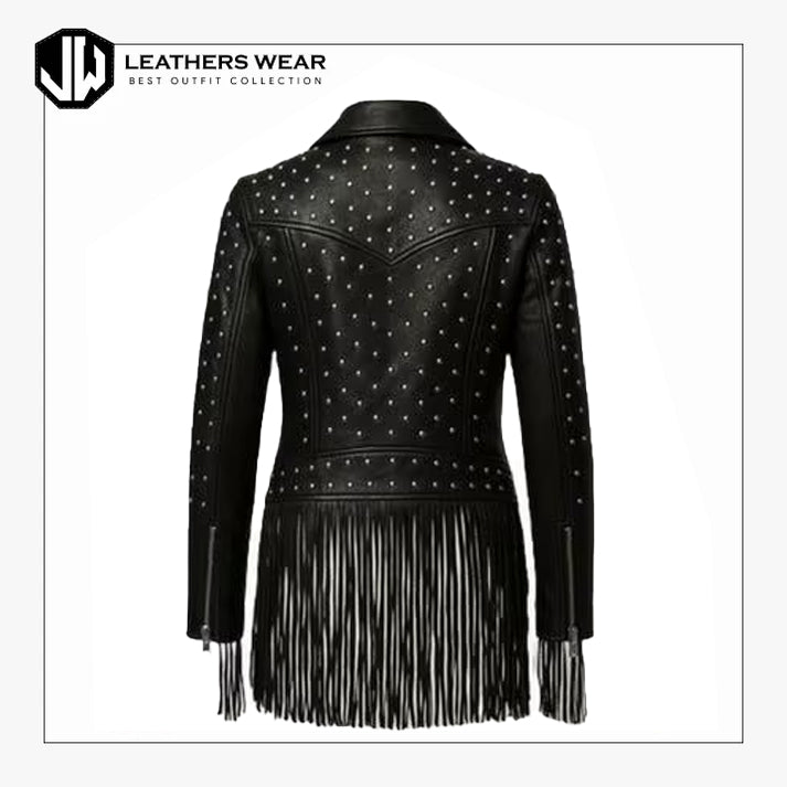Ladies Studded Leather Jacket