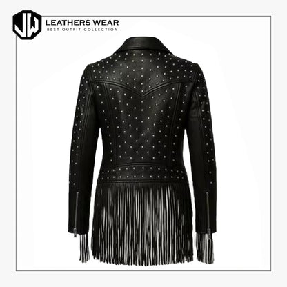 Ladies Studded Leather Jacket