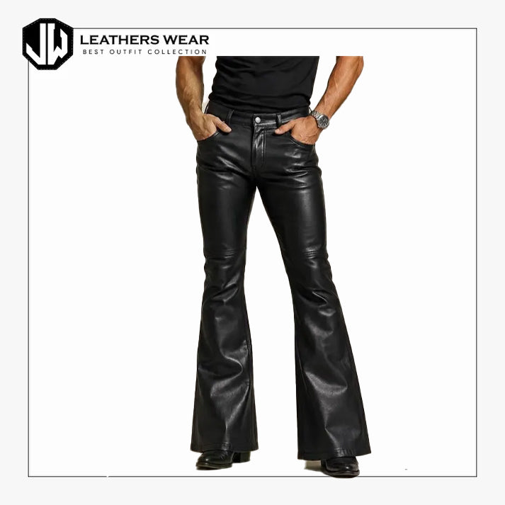 Lambskin Leather Flare Pants