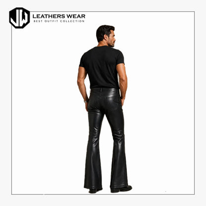 Lambskin Leather Flare Pants