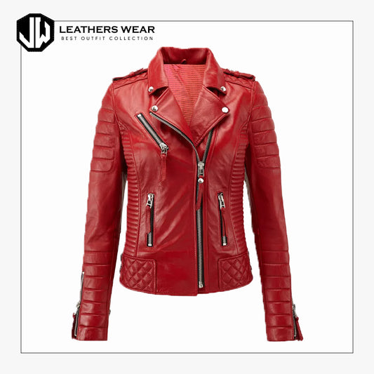 Lambskin Motorcycle Biker Red