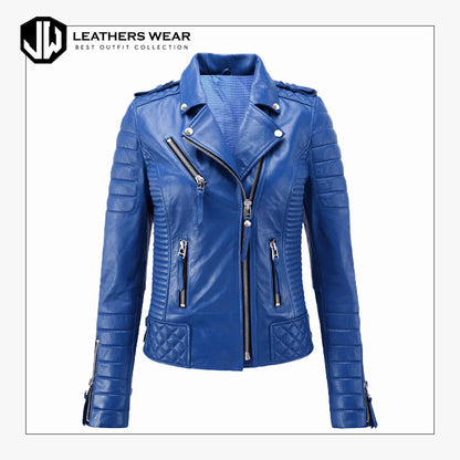 Lambskin Motorcycle Biker Royal Blue