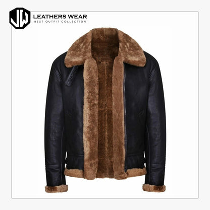 Leather Aviator Bomber Jacket Mens