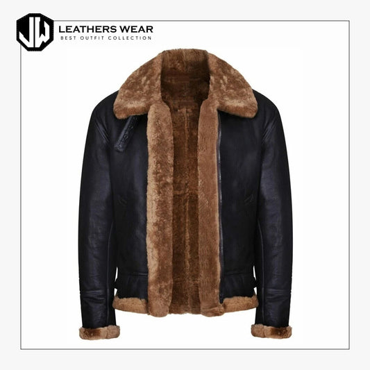 Leather Aviator Bomber Jacket Mens