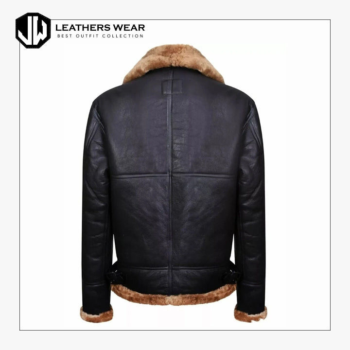 Leather Aviator Bomber Jacket Mens