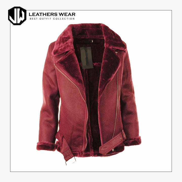 Leather Biker Aviator Jacket Coat