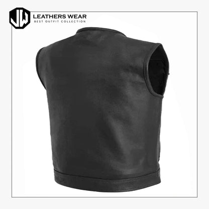 Leather Biker Vest Mens