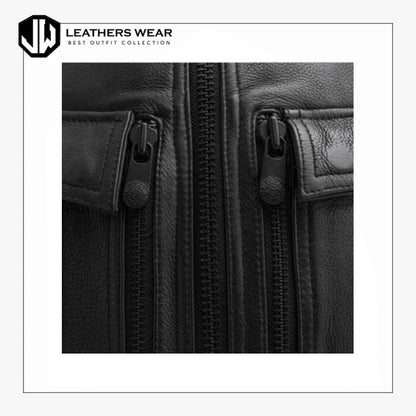 Leather Biker Vest Mens