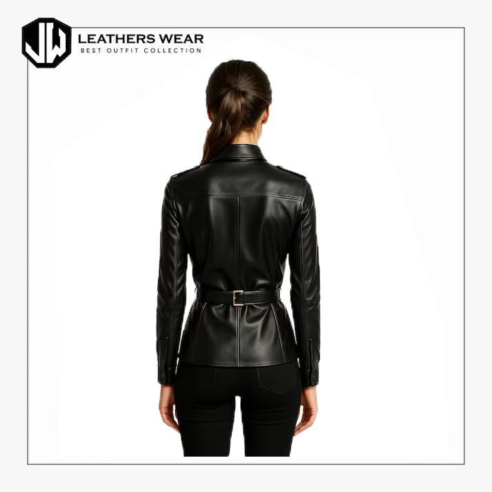 Leather Black Shirt Women
