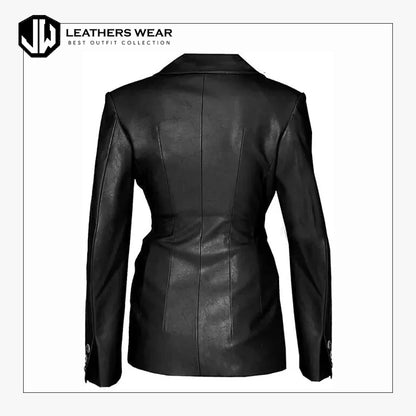 Leather Blazer for Women Black