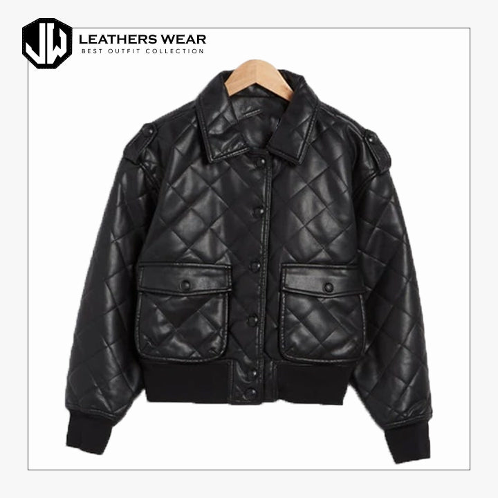 Leather Bomber Jacket In Black