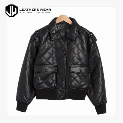 Leather Bomber Jacket In Black