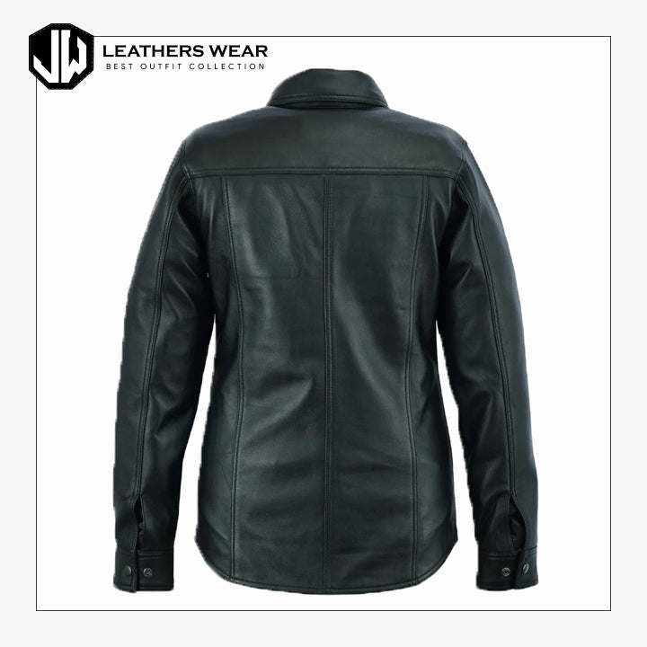 Leather Button Up Shirt Womens