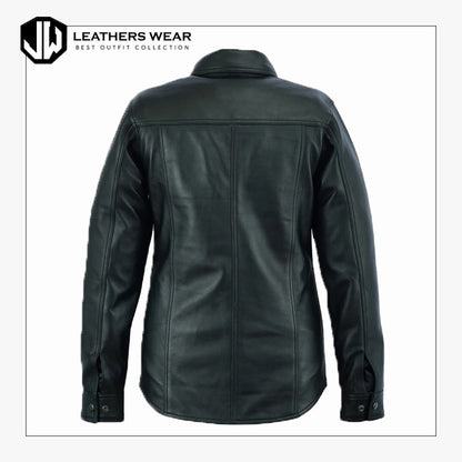 Leather Button Up Shirt Womens