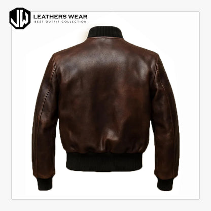 Leather Cropped Bomber Jacket