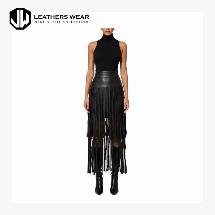 Leather Fringe Skirt