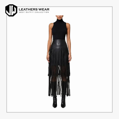 Leather Fringe Skirt